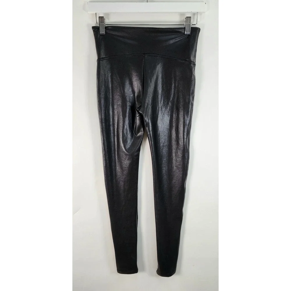 Spanx Faux Leather Look At Me Now Leggings Women's M Black Shaping  Slimming